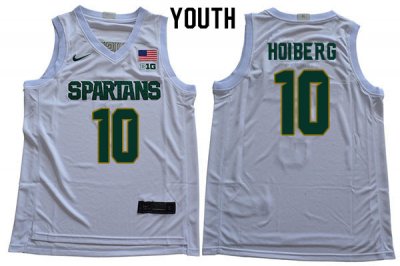 Youth Michigan State Spartans NCAA #10 Jack Hoiberg White Authentic Nike Stitched College Basketball Jersey WW32E08SL